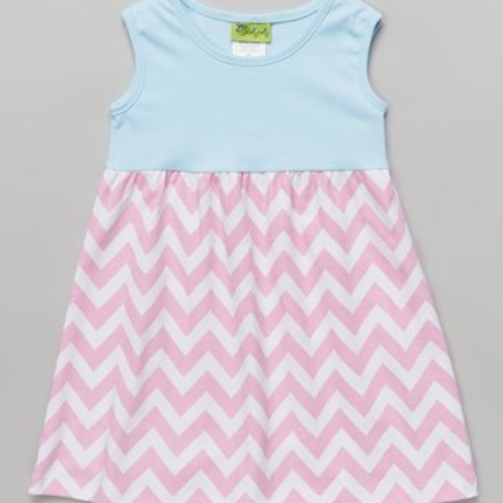 Girls tank dress blue top and chevron skirt